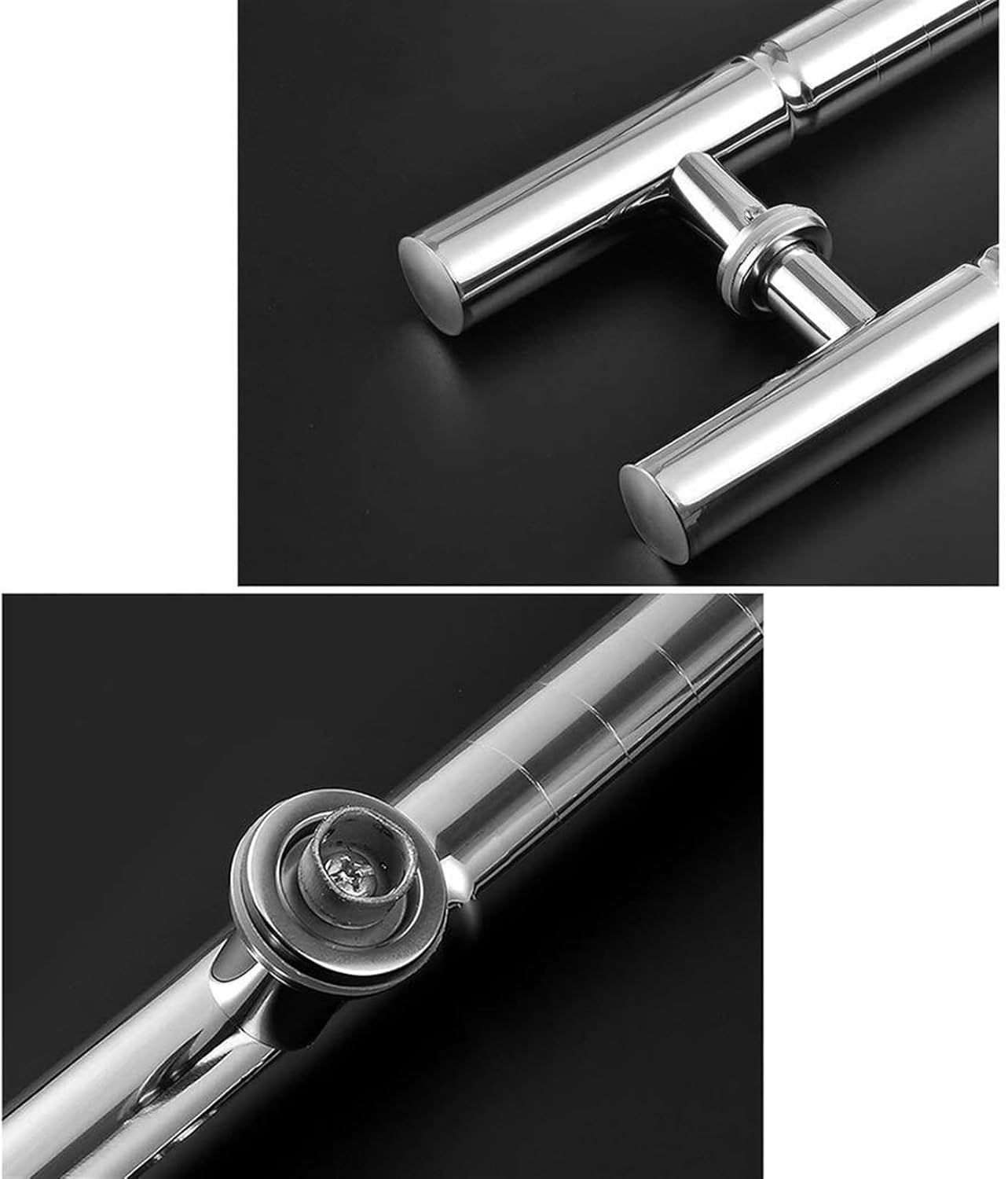 Office Stainless Steel Polished Round Tube Glass Door Push-Pull Handrail Double Door Sliding Length 60/80/100/120cm (Size : 60x40cm)