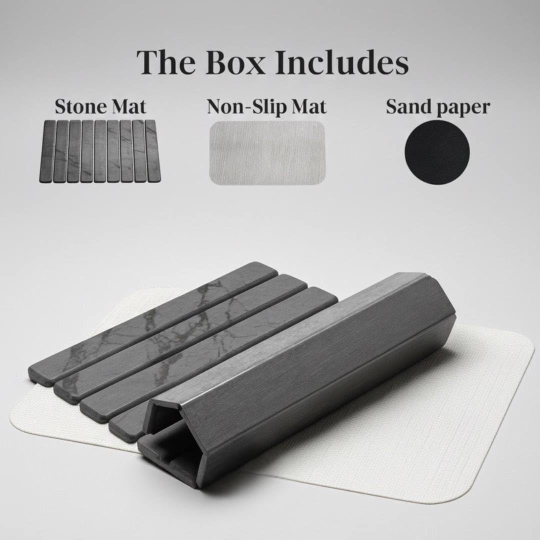 Foldable Stone Bath Mat – Super Absorbent Diatomaceous Earth Bath Mat, Quick Dry Non-Slip Bathroom Floor Mats, Easy to Clean, Stone Drying Mats for Kitchen Counter - Image 9