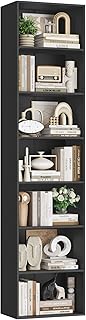 FirFurd 220 cm Bücherregal, Regal mit 7 Fächern, Bücherschrank, Kallax Regal, Würfelregal, Standregal, Aufbewahrungsregal, für Wohnzimmer Büro Schlafzimmer, 48x30x220cm, schwarz