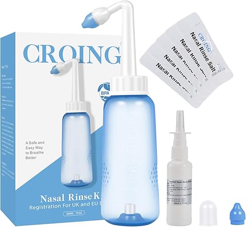 Neti Pot - Botella de lavado nasal con enjuague nasal, limpiador de alergias, riego a presión, neti-Pot con atomizador nasal para adultos y niños,