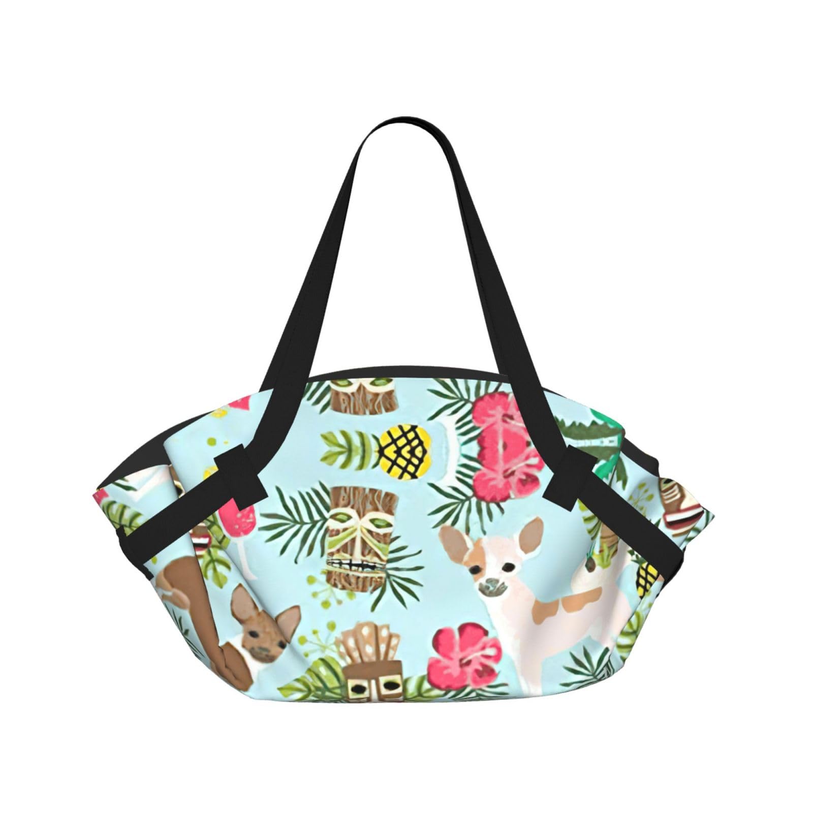 WYCZHY Dog Pineapple Printed Foldable Round Picnic Blanket Converts to Carry Bag, 37in Mat for Camping Date Night