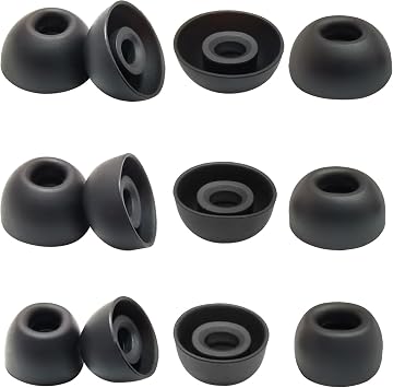 Silicone Replacement Earbuds Tips Oval - inner diameter 4.0mm Universal Ear Tips Fit True Wireless Earbuds, 6 Pairs LMS Black