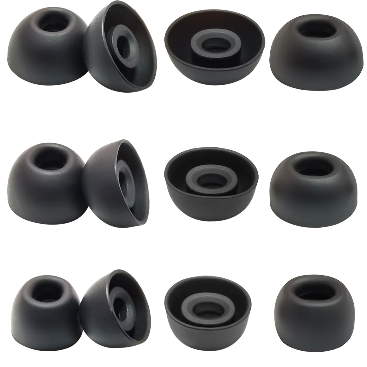 Lot de 6 paires d'embouts ovales en silicone pour écouteurs sans fil - Diamètre intérieur : 4 mm - Noir