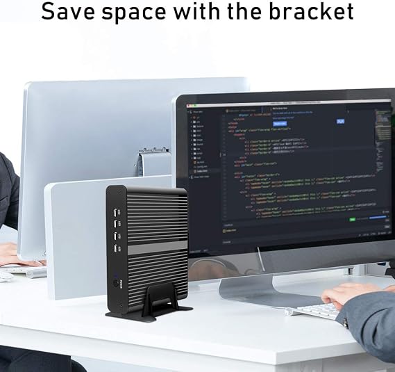 msecore Fanless Mini PC, Desktop Computer with Core i7-8565U, 8G DDR4 RAM, 256G NVME SSD, 4K, 1*HDMI, 1*DP, VESA, Windows 11 Pro