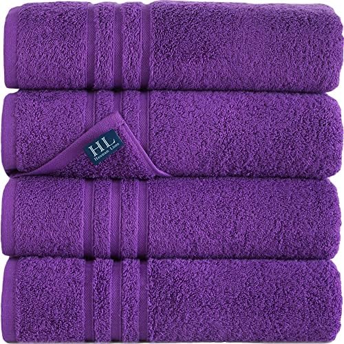 Hammam Linen Lilac Purple Bath Towels 4-Pack - 27x54 Soft and Absorbent, Premium Quality Perfect for Daily Use 100% Cotton Towel 600 GSM