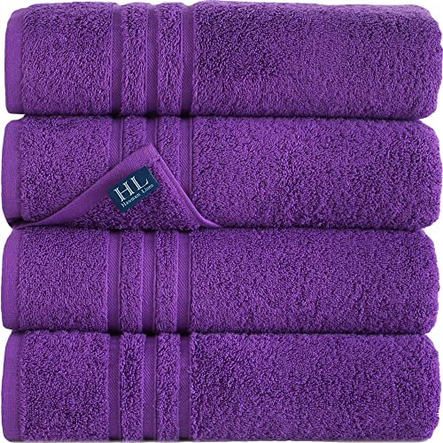 Hammam Linen Lilac Purple Bath Towels 4-Pack - 27X54 Soft And Absorbent, Premium Quality Perfect For Daily Use 100% Cotton Towel 600 Gsm #TOP2