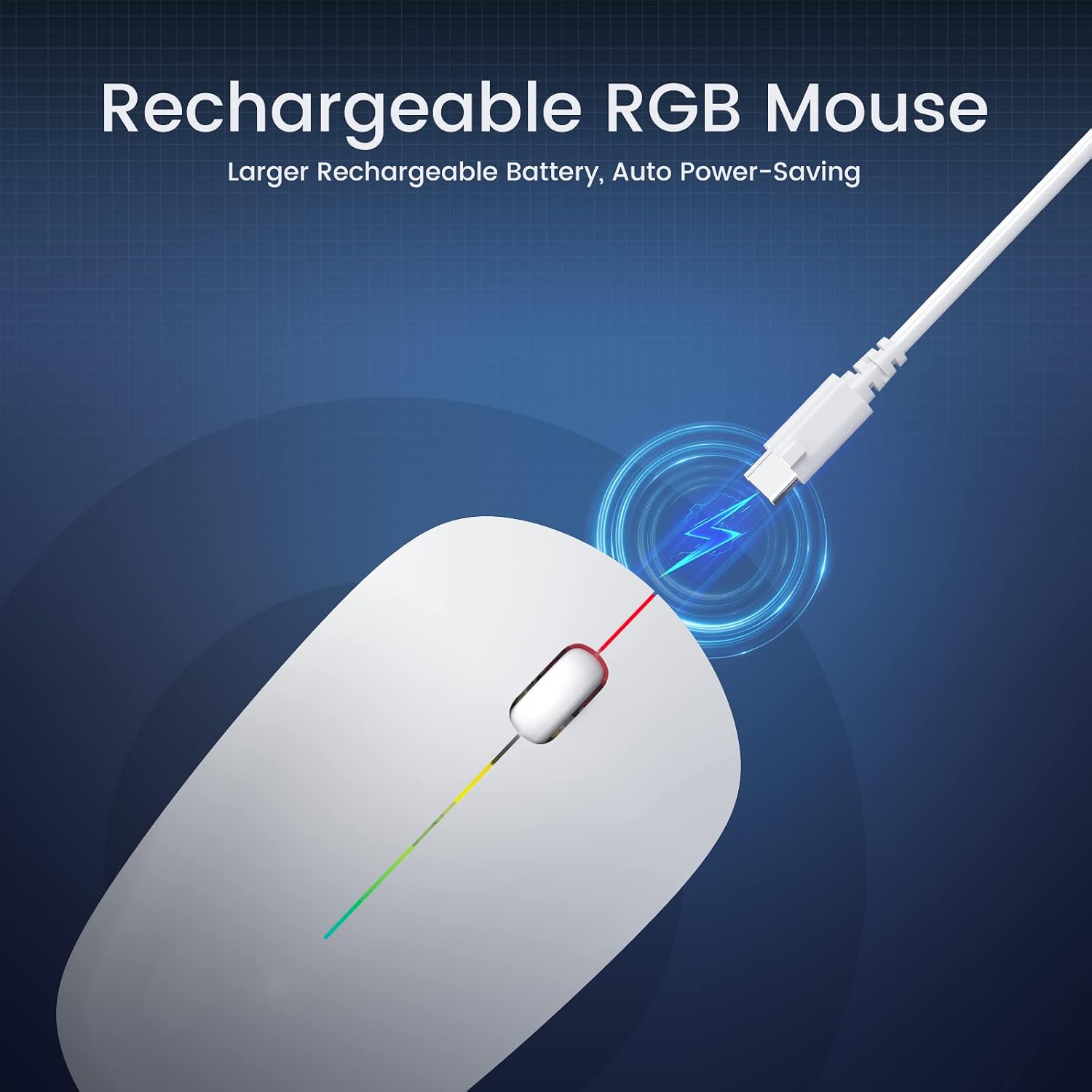 LODVIE Wireless Mouse, Rechargeable Wireless Mouse RGB Backlit - [2023 Upgraded] 2.4G Quiet Slim Wireless Mouse for Laptop, USB Cordless Computer Mouse for Notebook, Mac, PC, Laptop, Chromebook