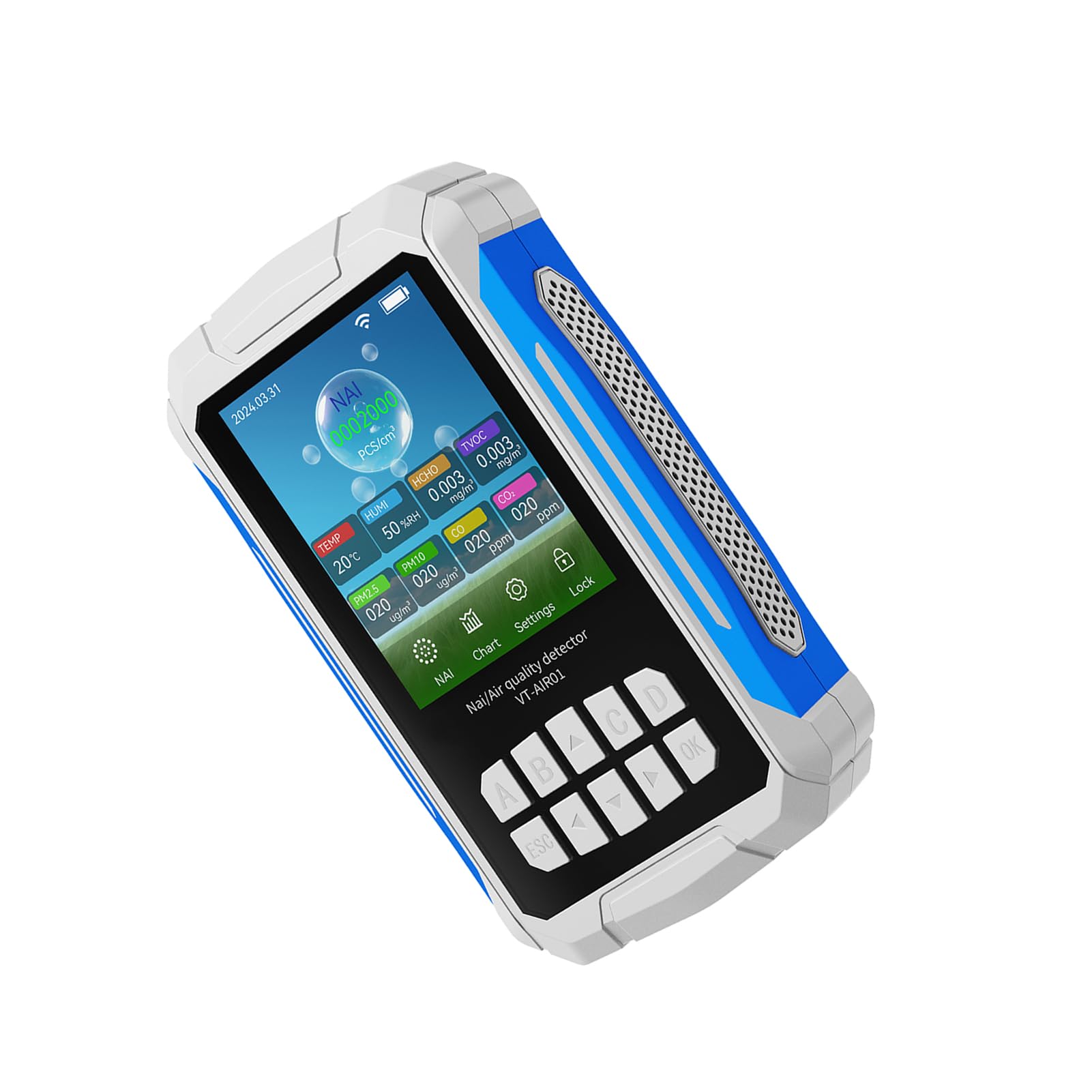 Fafeicy Misuratore di qualità Dell'aria 10 in 1 Tester di qualità Dell'aria Interna Misuratore di con Rilevatore di Ioni Negativi PM2.5 PM10 CO2 VOC Umidità di (WHITE)