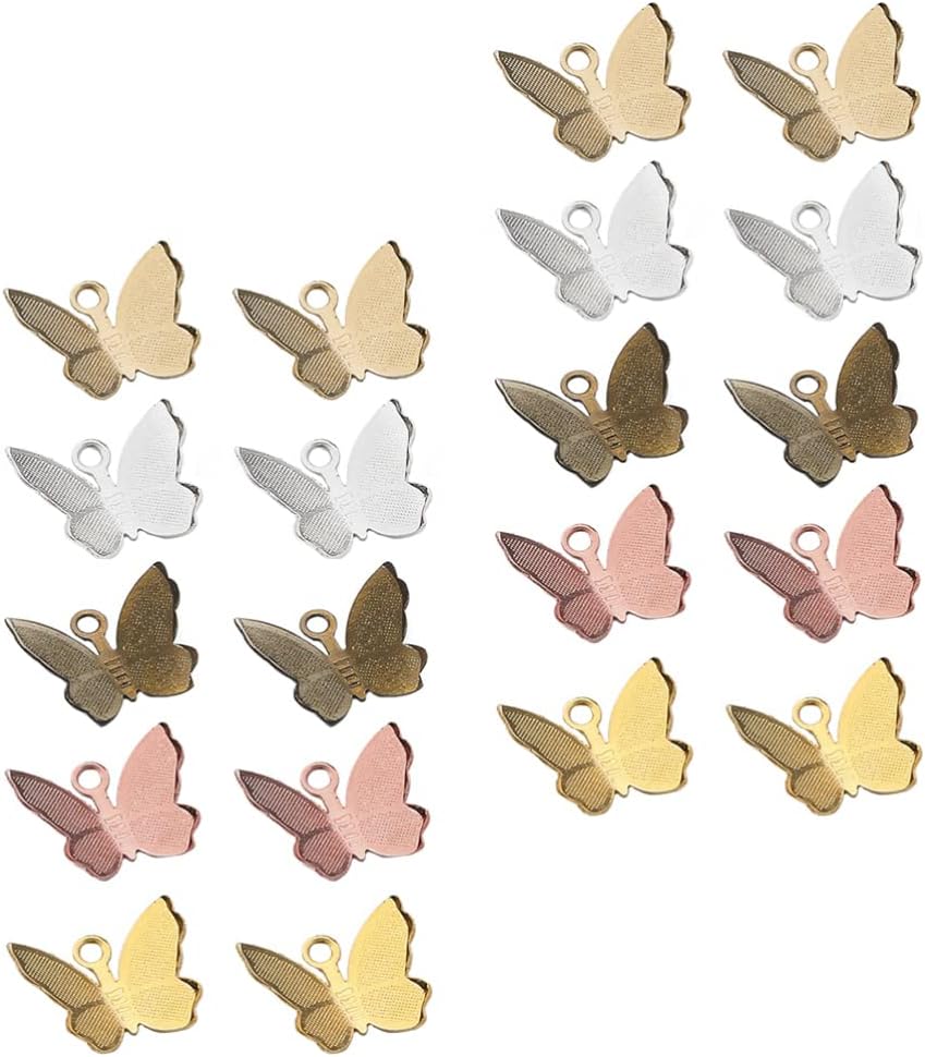 Metal Butterfly Charms Butterfly Pendant: Bracelet Butterfly Pendant Charms 100Pcs Spacer Loose Beads for Jewelry Necklace Bracelet Earring Crafting Accessory