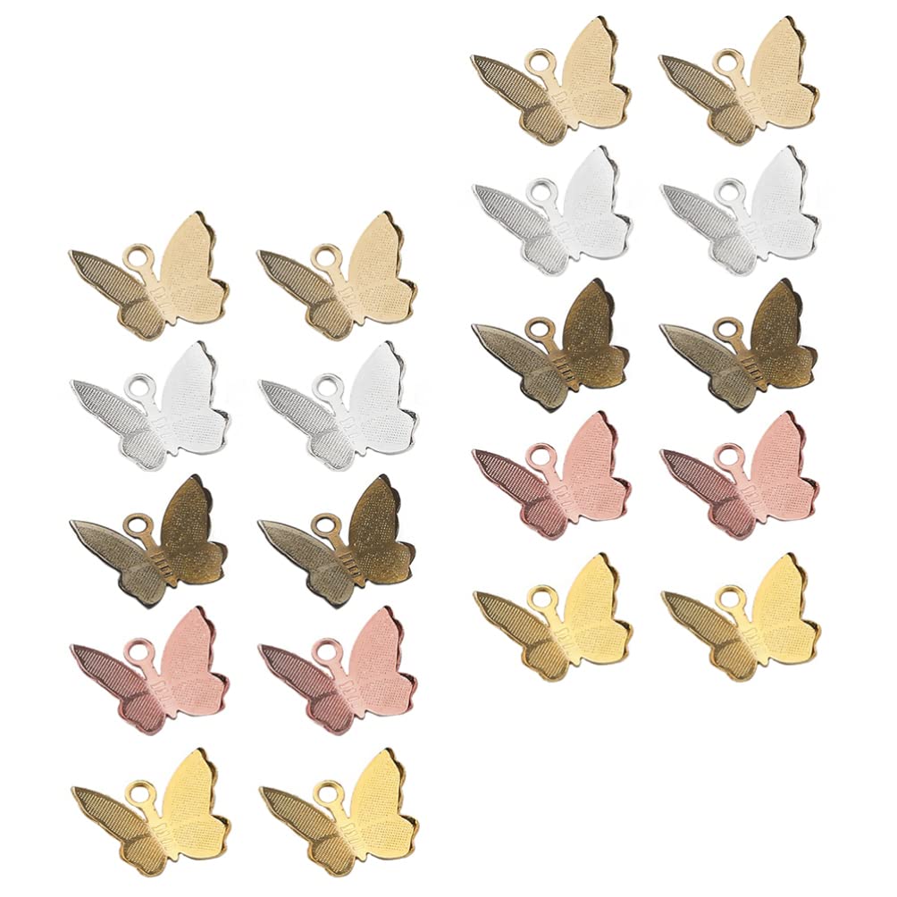 Metal Butterfly Charms Butterfly Pendant: Bracelet Butterfly Pendant Charms 100Pcs Spacer Loose Beads for Jewelry Necklace Bracelet Earring Crafting Accessory