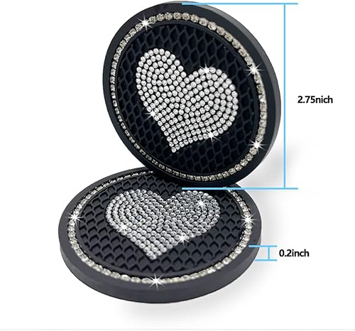 Miniatura 7 de Posavasos de automóvil para portavasos de automóvil, de 2.75 pulgadas, de silicona, antideslizante, con diamantes de imitación, lindo tapete para
