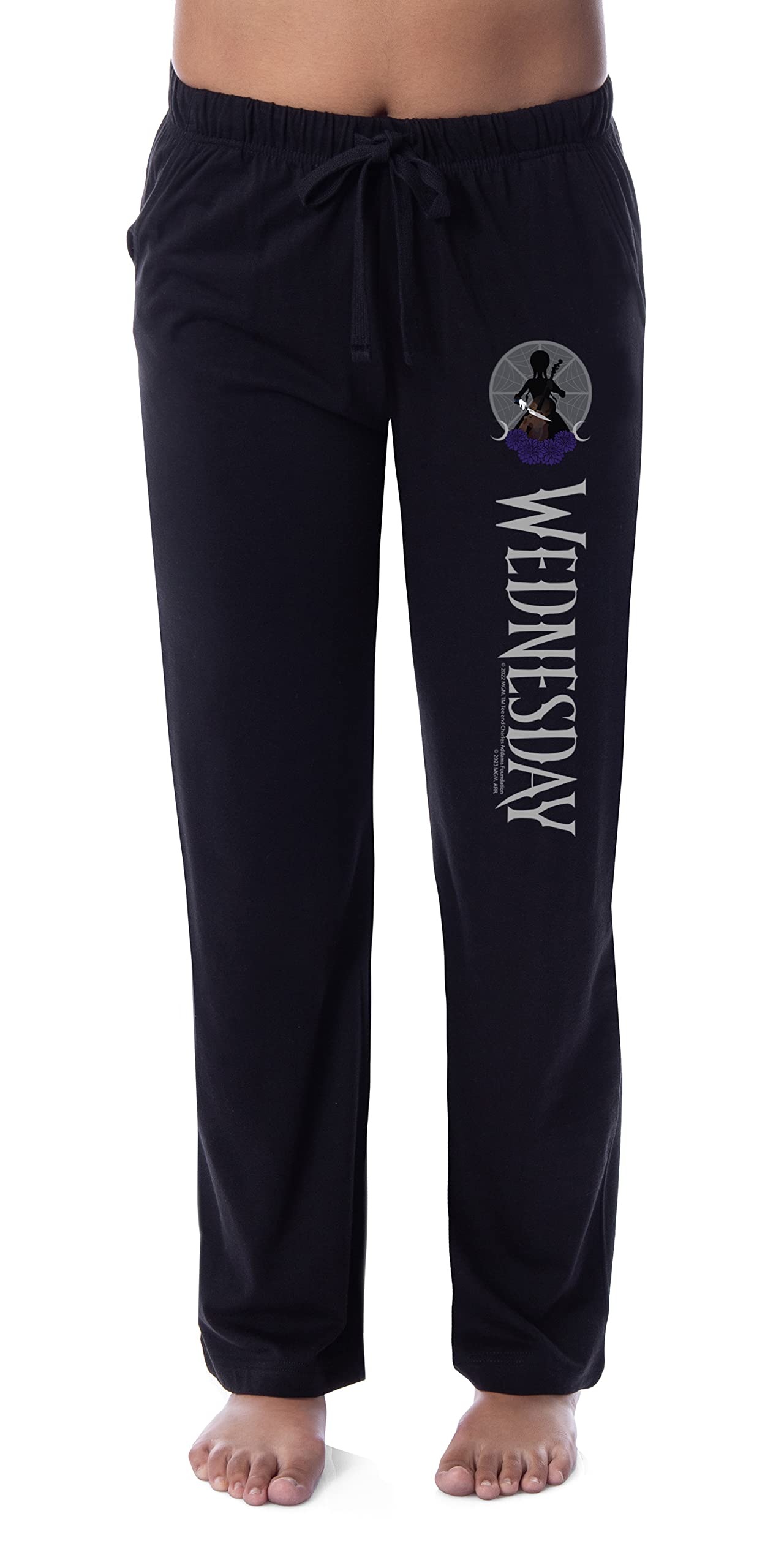 Intimo Women's Black Wednesday ' Tv Show Series Title Logo Character Sleep Pajama Pants, S