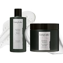 LONGTAKE Sandalwood Shampoo and Core Bonding Hair Mask - Bond Control & Internal Protein Filling with Peptides | Frizz Control, Split Ends Care | Hair Smooth, Glossy | For All Types