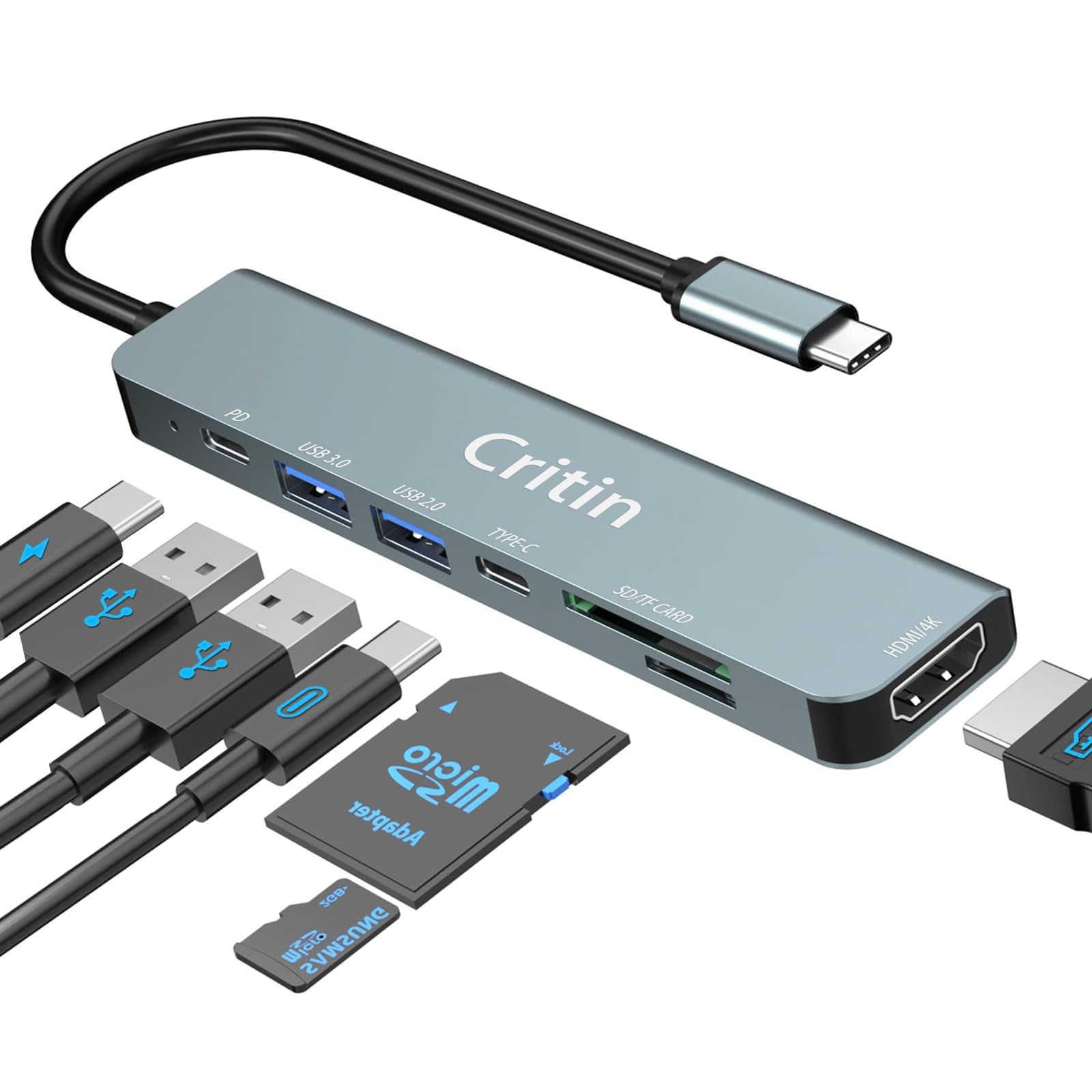 Amazon.com: 7-in-1 USB C Hub with 4K HD,100W PD Charging，USB C