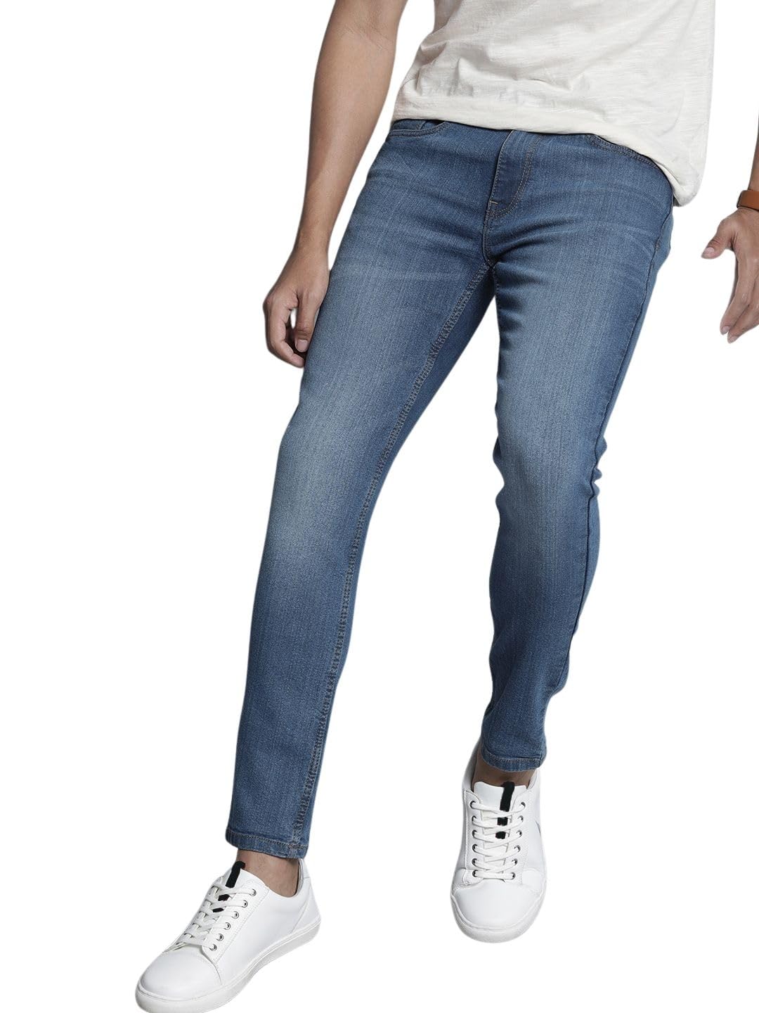 the indian garage co Men Skinny Fit Solid Mid-Rise Stretchable Jeans-picture-36