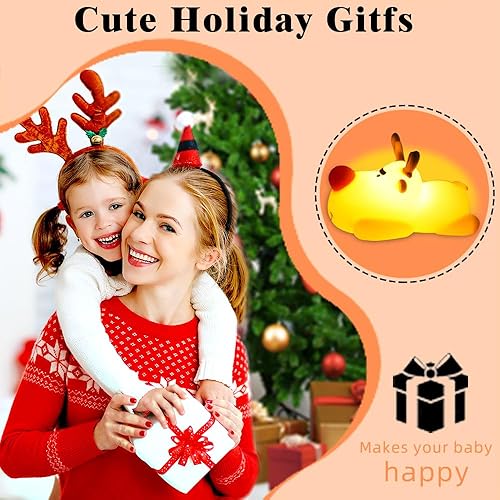 Miniatura 6 de Luz nocturna ecológica de reno, lámpara de escritorio LED de bajo consumo, recargable, regulable, para guardería, suave al tacto, luz nocturna