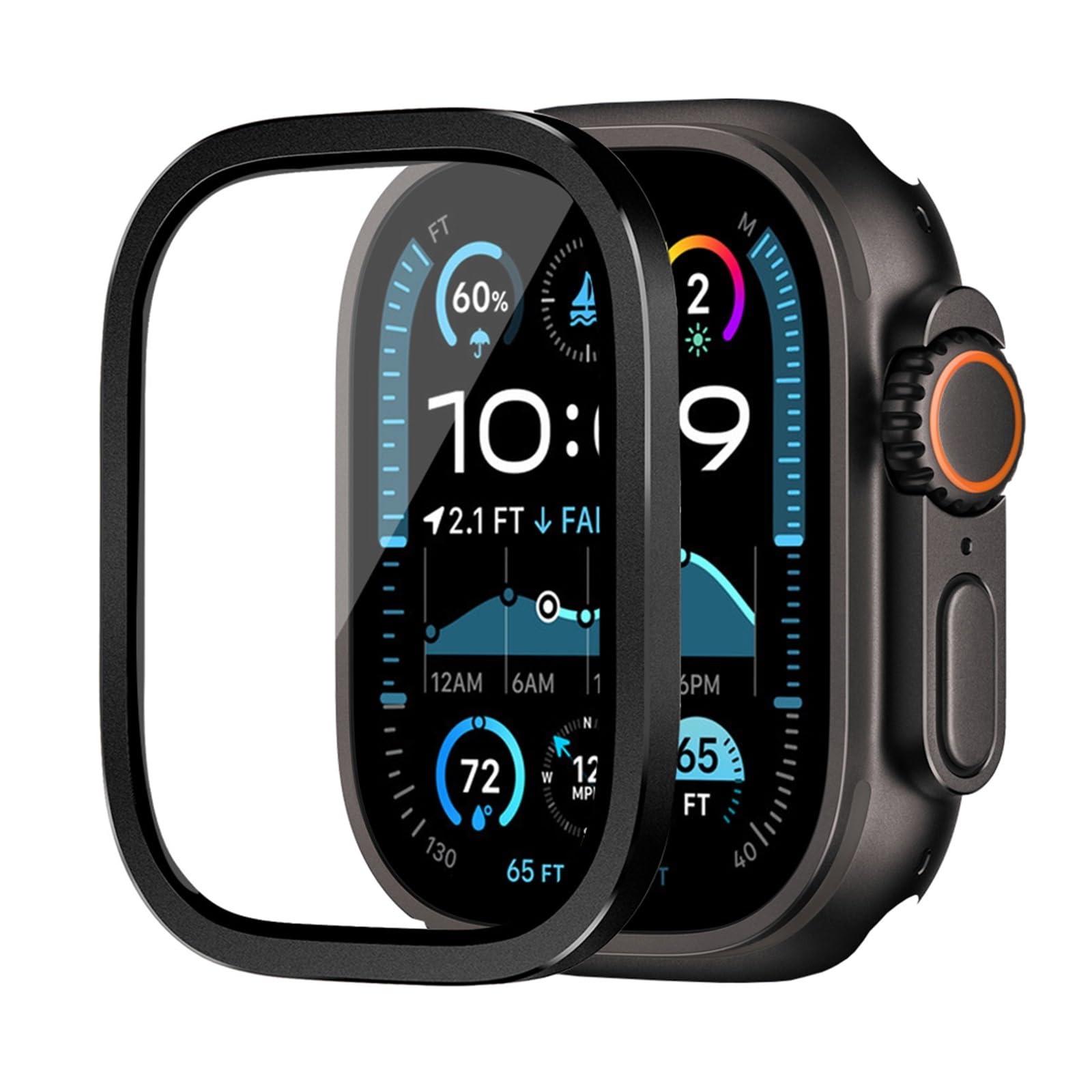 Pellicola protettiva in vetro temperato per Apple Watch Ultra 2 da 49 mm, antigraffio, HD, con paraurti in metallo, accessorio per iWatch Ultra da 49 mm