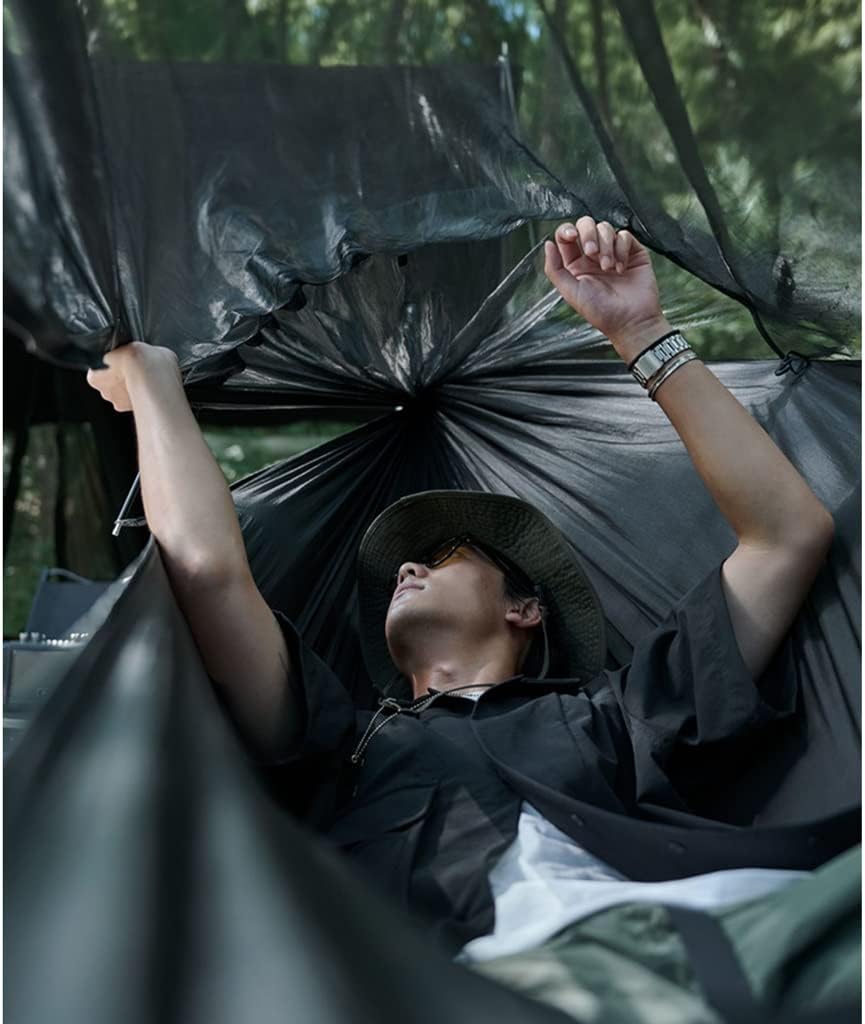 MaGiLL Outdoor Hammock Anti-Rollover Travel Camping Portable Hammock Hanging Chair Outdoor Portable Camping Travel Equipment (Color : Schwarz, Size : 290 * 140cm) (Black 290 * 140cm)