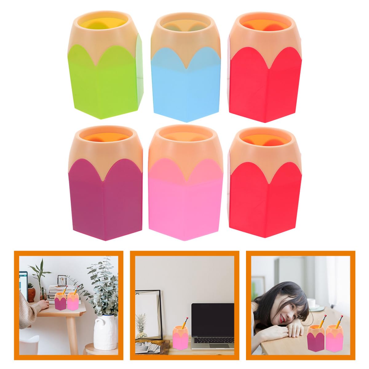Buntstifthalter 6 Stück Stifttöpfe aus Robustem Material Multifunktionaler Organizer für Make Up Stifte und Bürobedarf Geeignet für Zuhause und Schule Zufälliger Stil