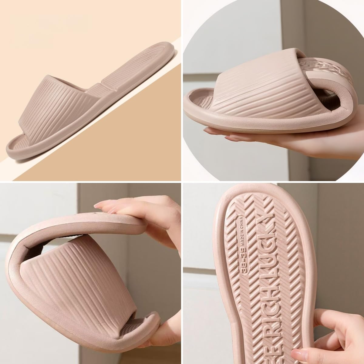 Shower Slippers Foldable Travel Slides For Men Women Unisex Hotel Beach Swimming Trip Quick Dry Non-Slip Lightweight EVA Sandals Indoor Outdoor — view 5