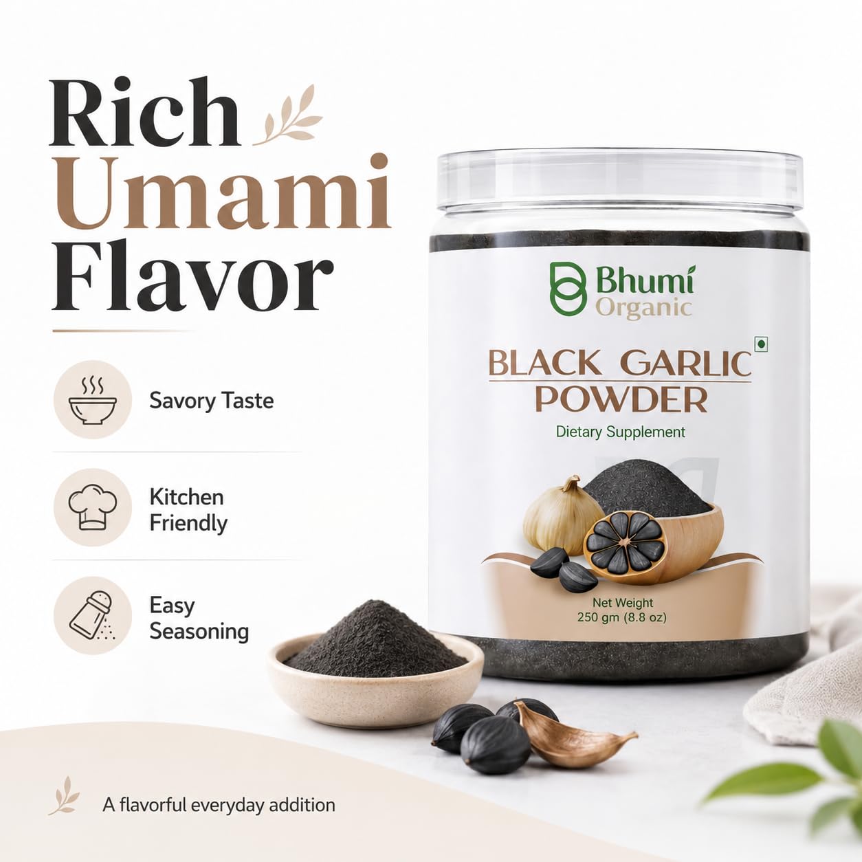 Bhumi Organic Fresh Black Garlic Powder 250 GM — Amazon image 7