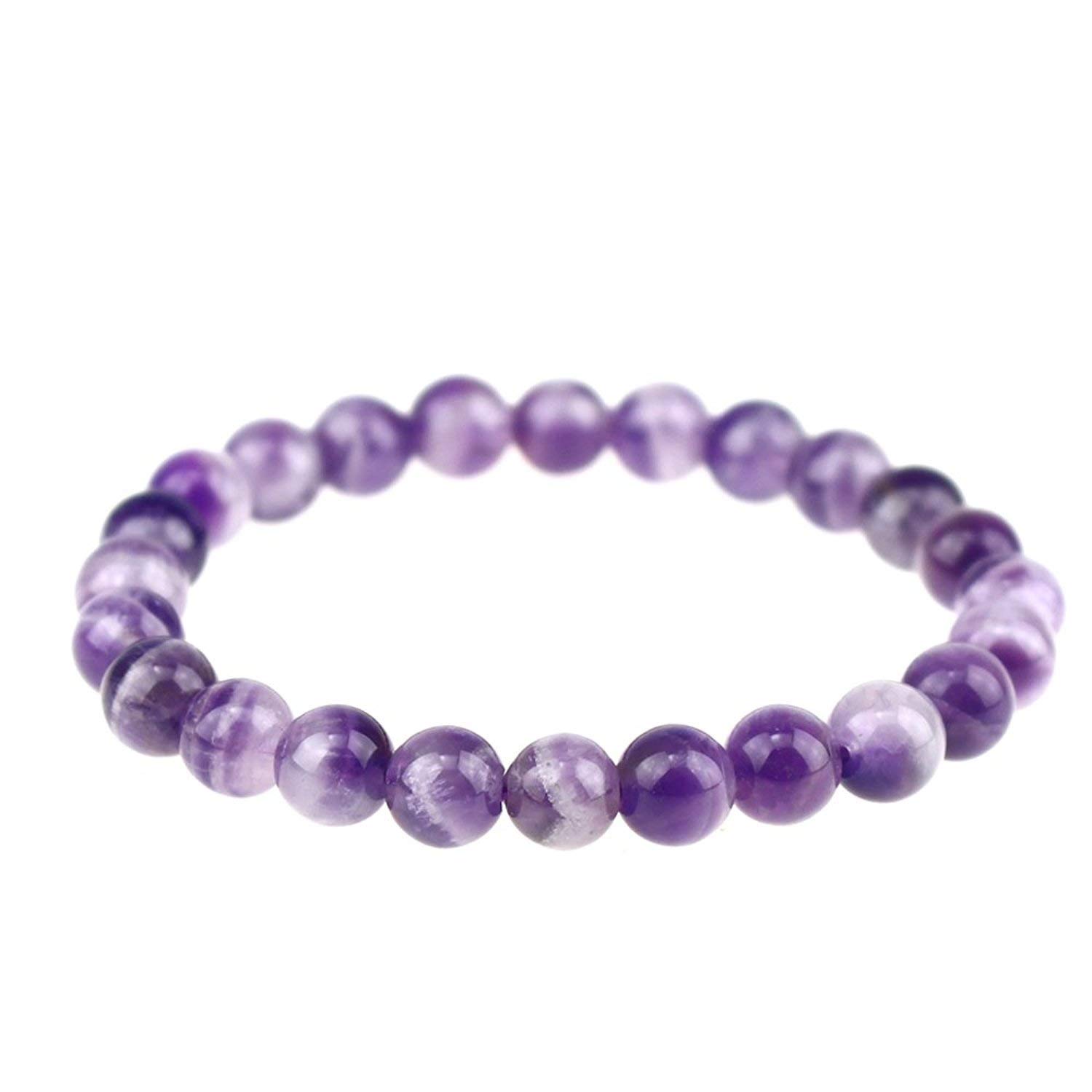 Clearain Natural Gemstones Bracelet 8mm Chakra Round Beads Energy Power Crystal Reiki Healing Elastic Stretch 7 Inch for Women Men Unisex