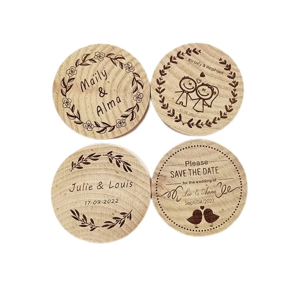 Abridor de botellas magnético de madera personalizado para boda, regalo de boda, recuerdo para invitados (100 unidades)