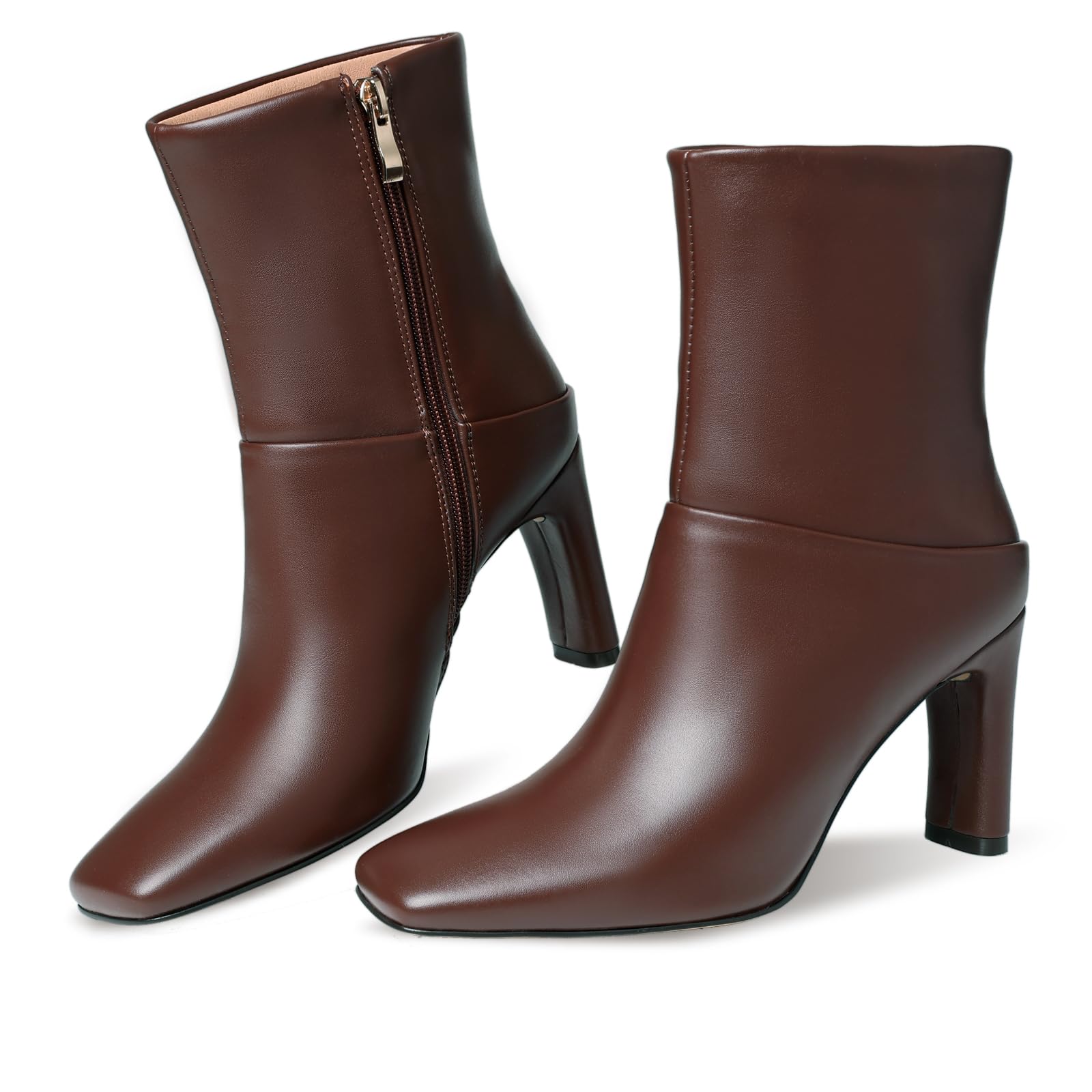 Ankle Boots for Women Square Toe Short Boots Side Zipper Low Heel Ankle Booties Fashion Comfort Dressy Lady Shoes