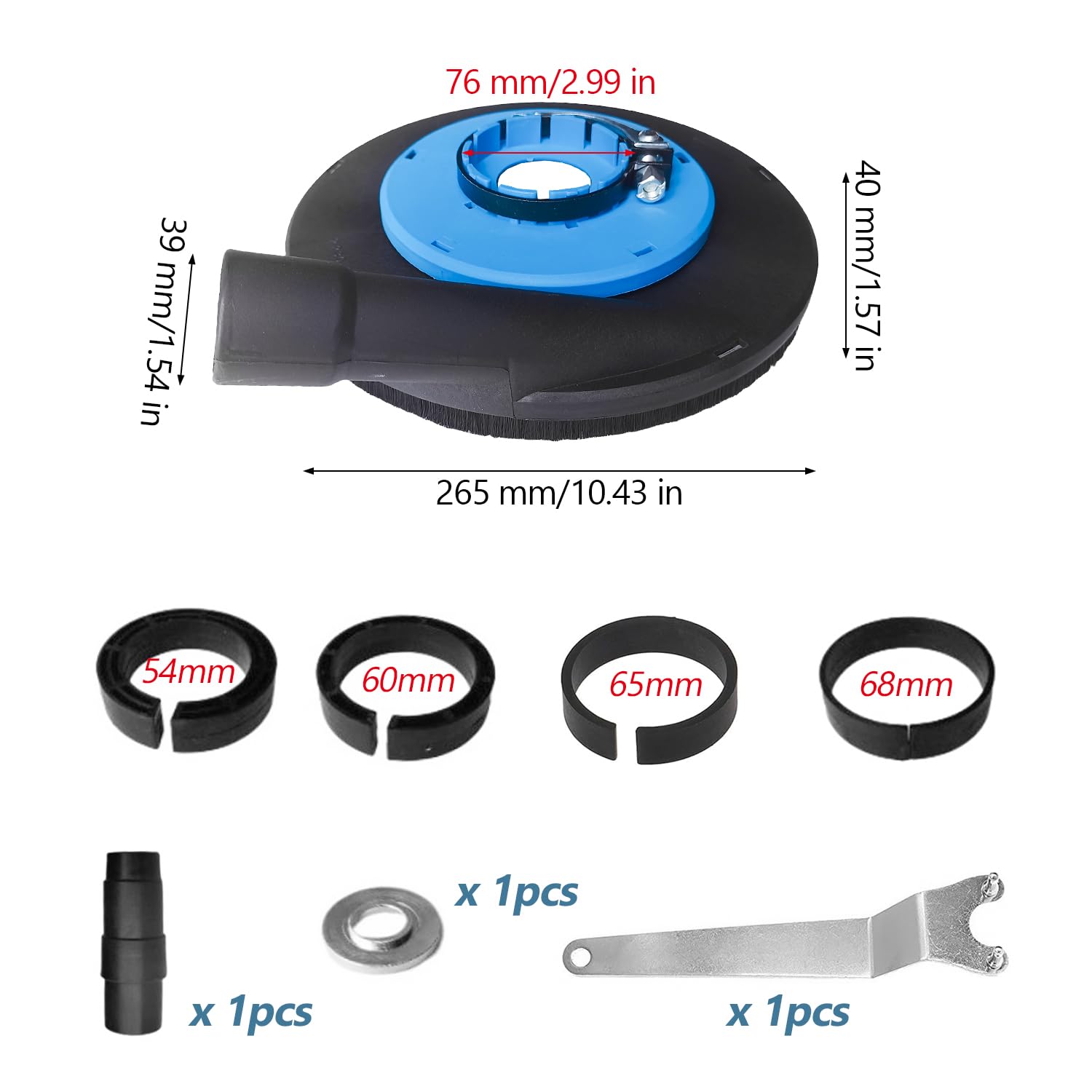 Proteccion Amoladora de 230 mm, Robusta y Fácil de Usar, Protector Amoladora, Amplia Gama de Aplicaciones, Campana de Aspiración para Amoladora Angular, para Amoladora Angular (azul)
