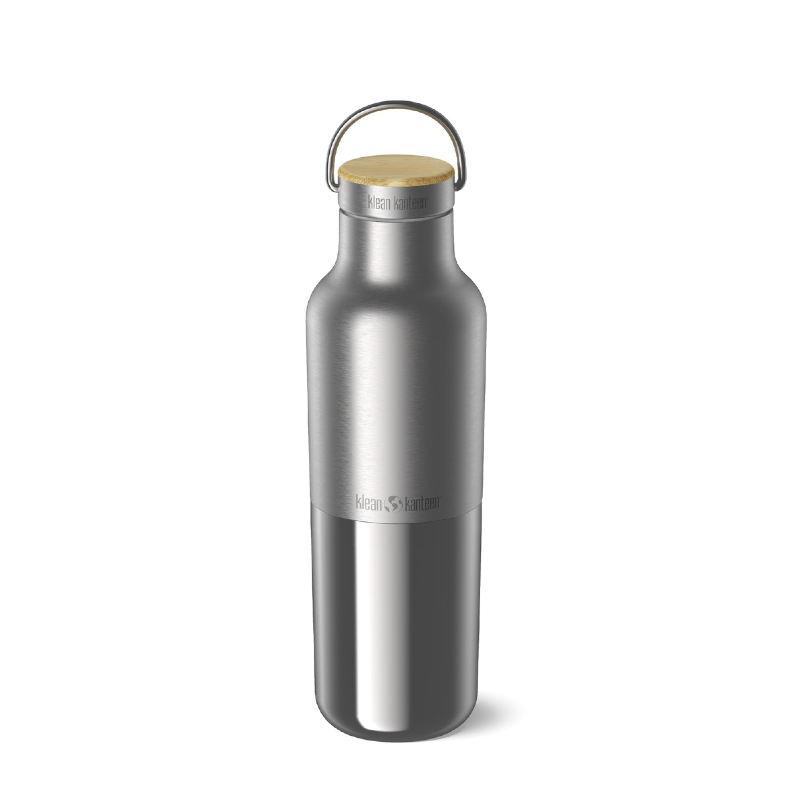 Klean Kanteen Silver 20Oz Classic Insulated Water Bottle - Reflect With Bamboo Cap