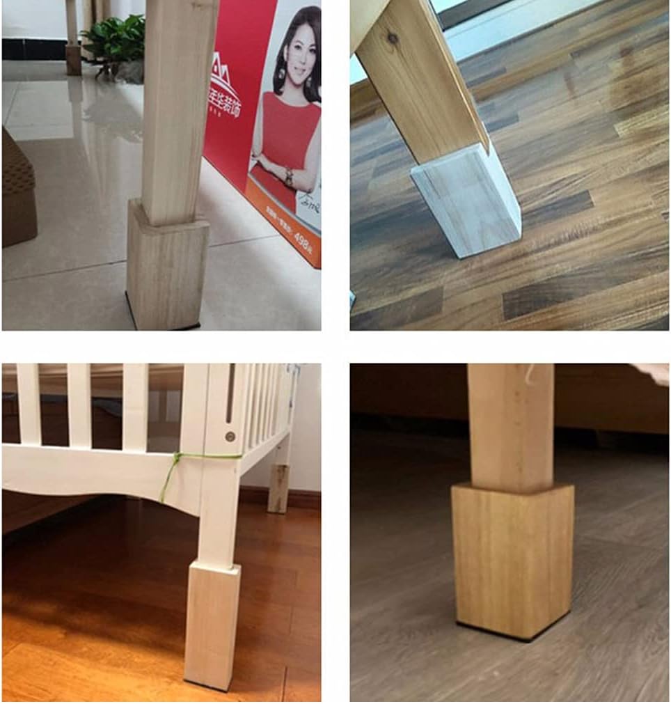 CHEWYNP 10 cm High Furniture Raiser Furniture Legs Wood Furniture Riser Furniture Feet Bed Increase Furniture Height Furniture Raiser Sofa Chair Cabinet Lifter 4 Pieces (7x7cm)