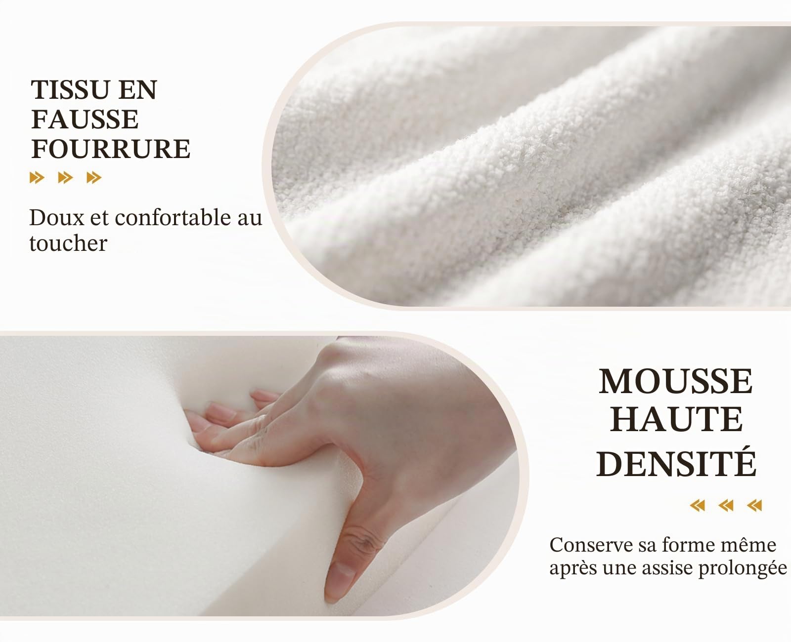 chairus Lot de 2 Tabourets de Bar Chaises Bar en Fausse Fourrure Chaises Hautes Cuisine avec Repose-Pieds en Métal (Blanc)