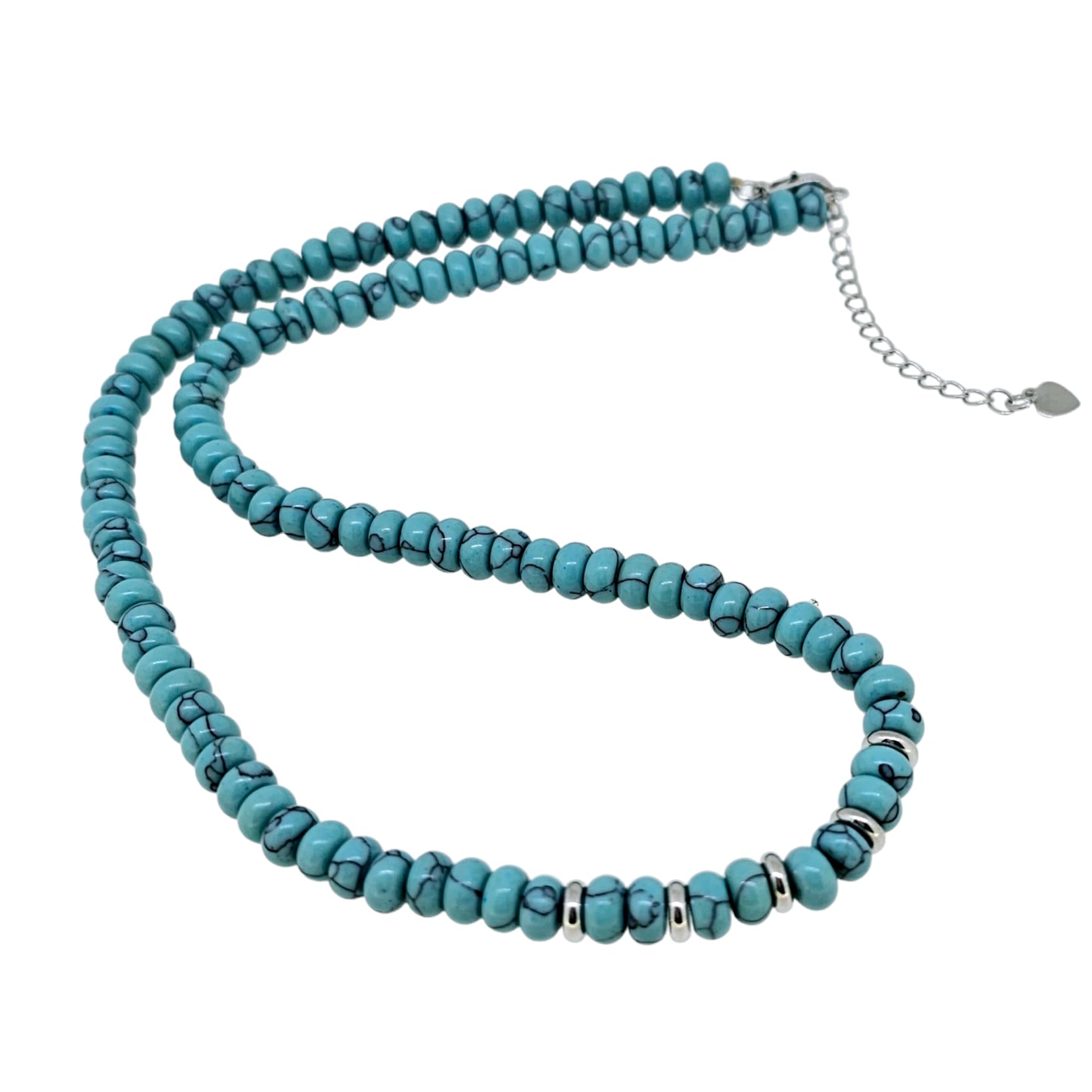 Handgemachte Choker Halskette aus 6mm Naturstein-Perlen mit Weißgold-beschichteten Edelstahl-Abstandshaltern | Erhältlich in Mehreren Farben