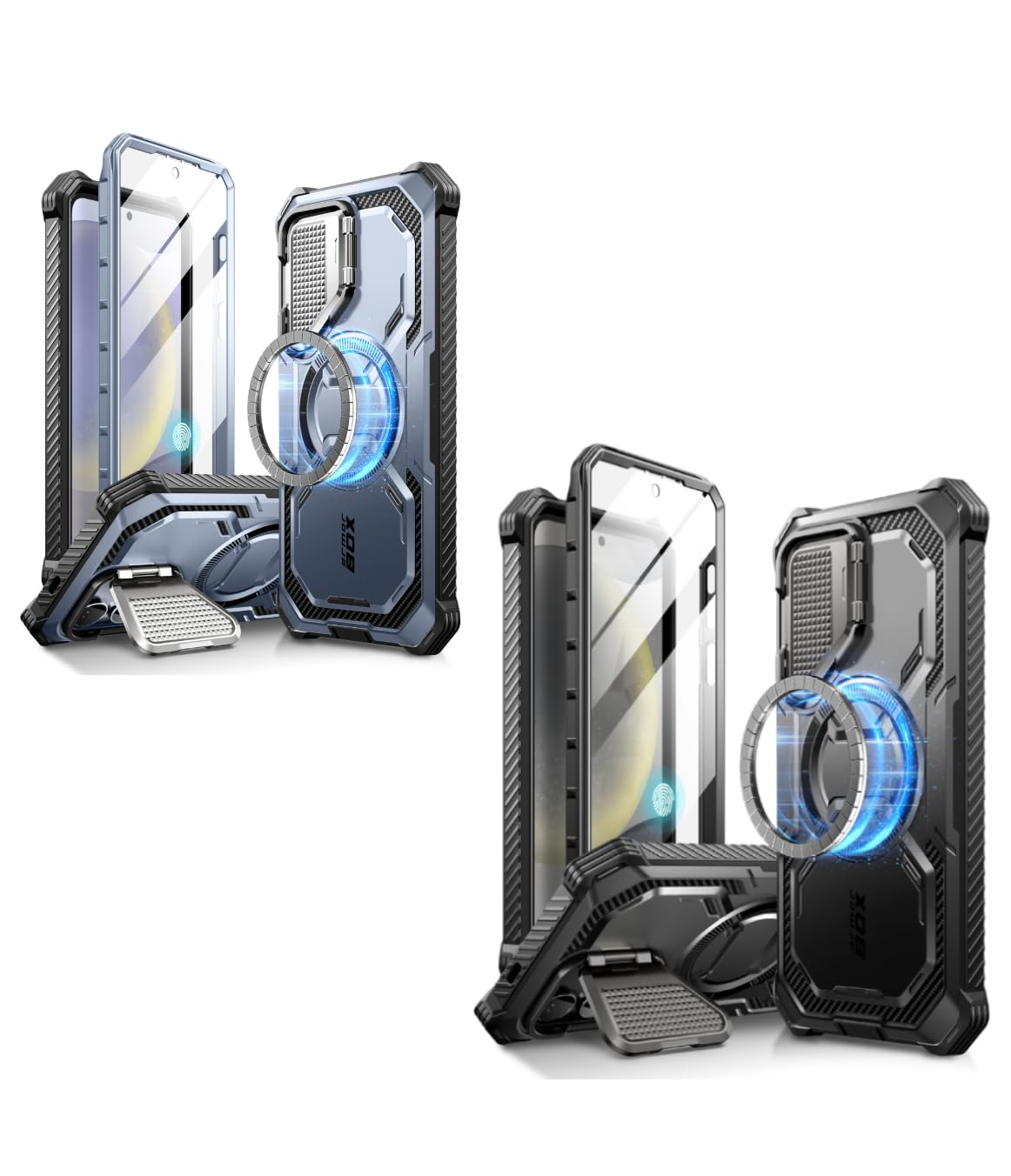i-Blason 2-Pack for Samsung Galaxy S24 Case with Camera Cover (Black & Blue)