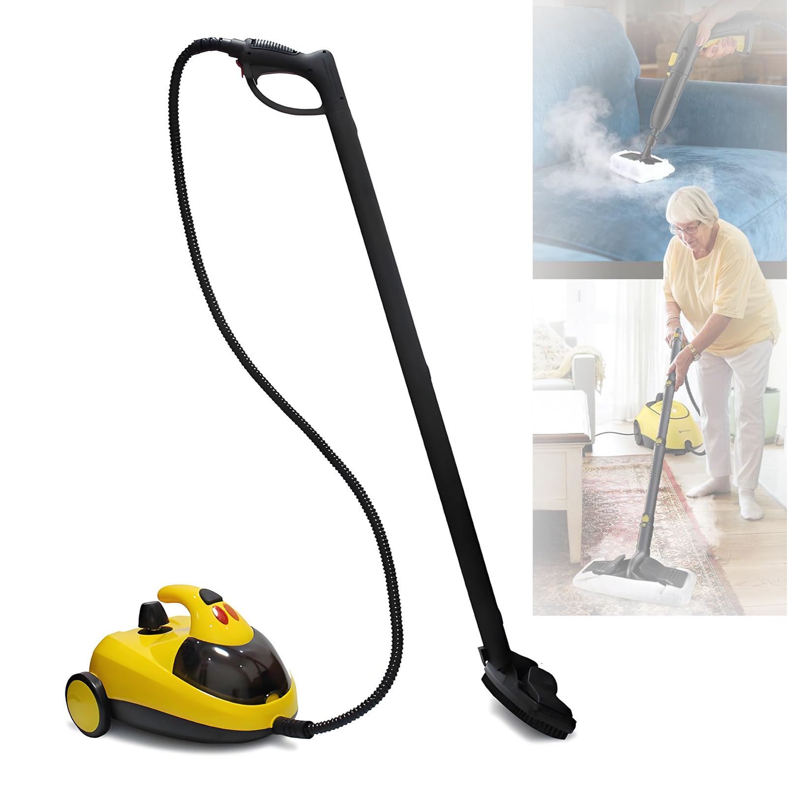EpyGnom Handheld Steam Cleaner, 1500W High Pressure Portable Steamer with 1.5L Water Tank, for Home Use, Car Detailing, Floor, Kitchen, Bathroom, Windows, Grout, Sofa