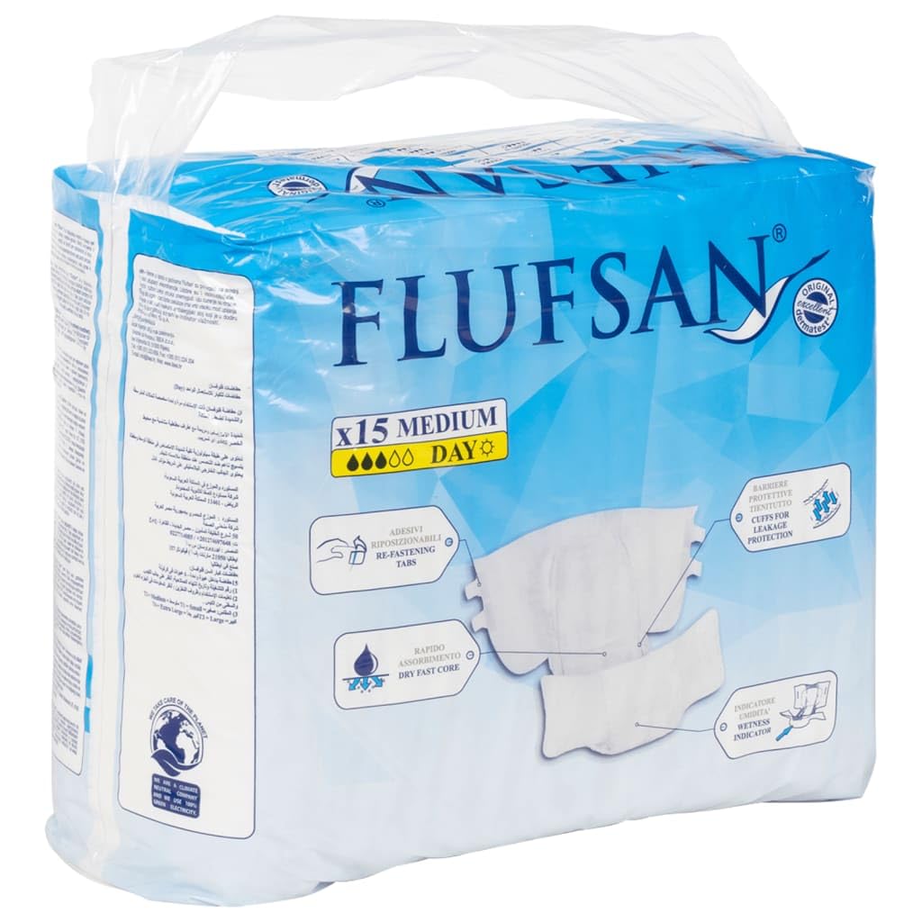 Tidyard Flufsan Couches Adultes jetables 15 pcs Taille M Style A