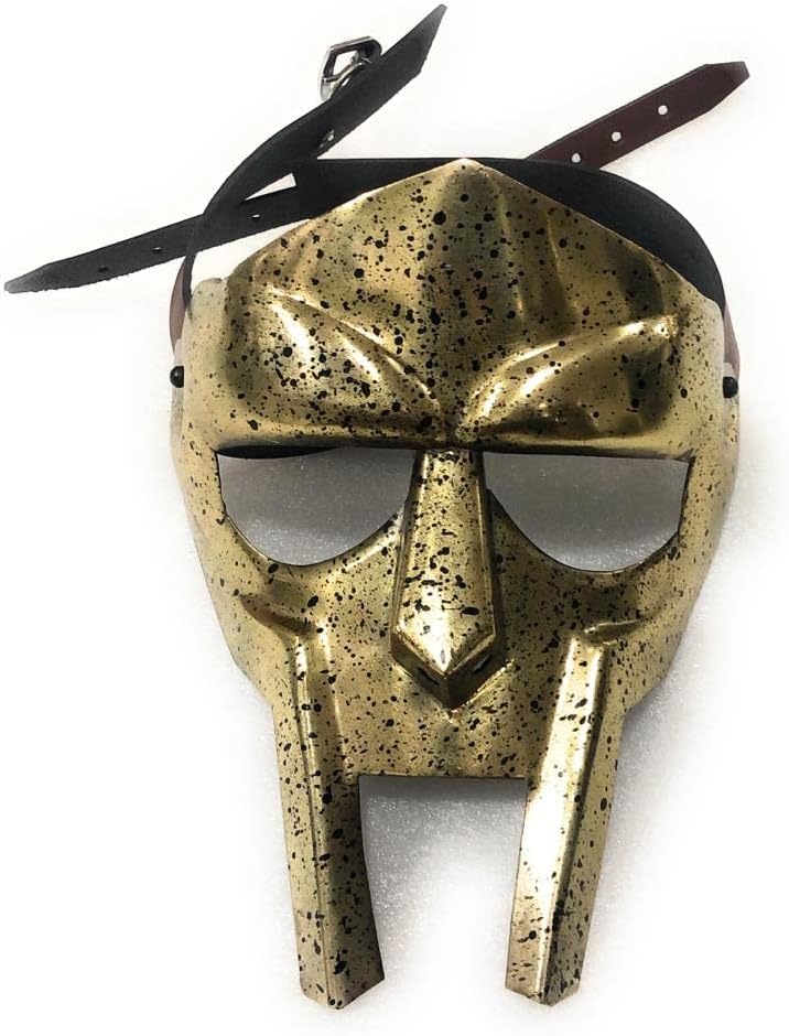 NauticalMart Steel Gladiator Hand Made Helmet Roman Forged Armor MF Doom Rapper - Brass