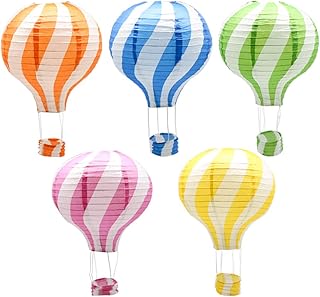 Hanging Hot Air Balloon Paper Lanterns Set, Party Decoration Birthday We...