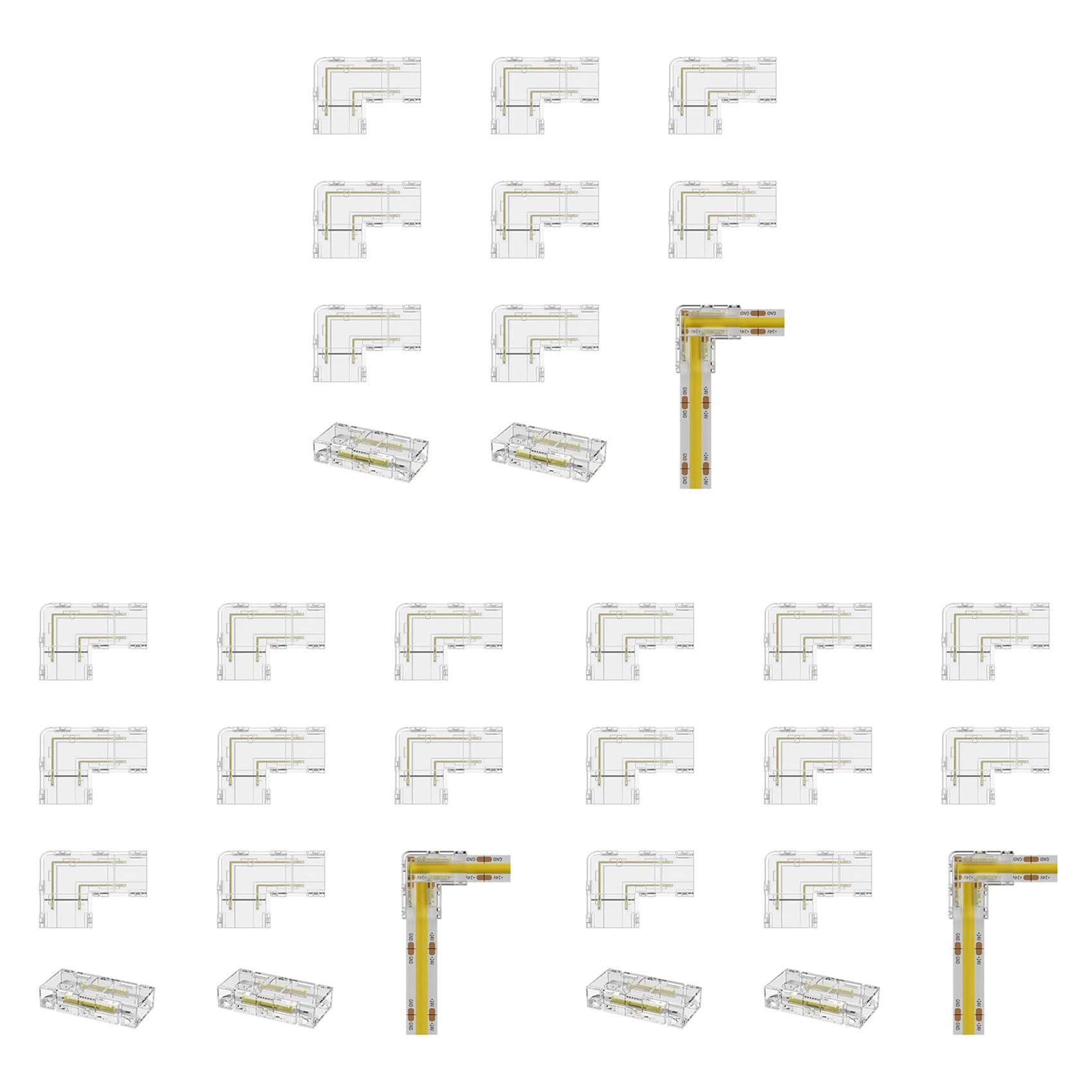 Jnchdghwa As Shown 3 Set 8Mm Cob Connector 8Pc L-Shaped/Corner Connector,2Pc Gapless Connectors For Cob Led Strip Lights,Not For Lights
