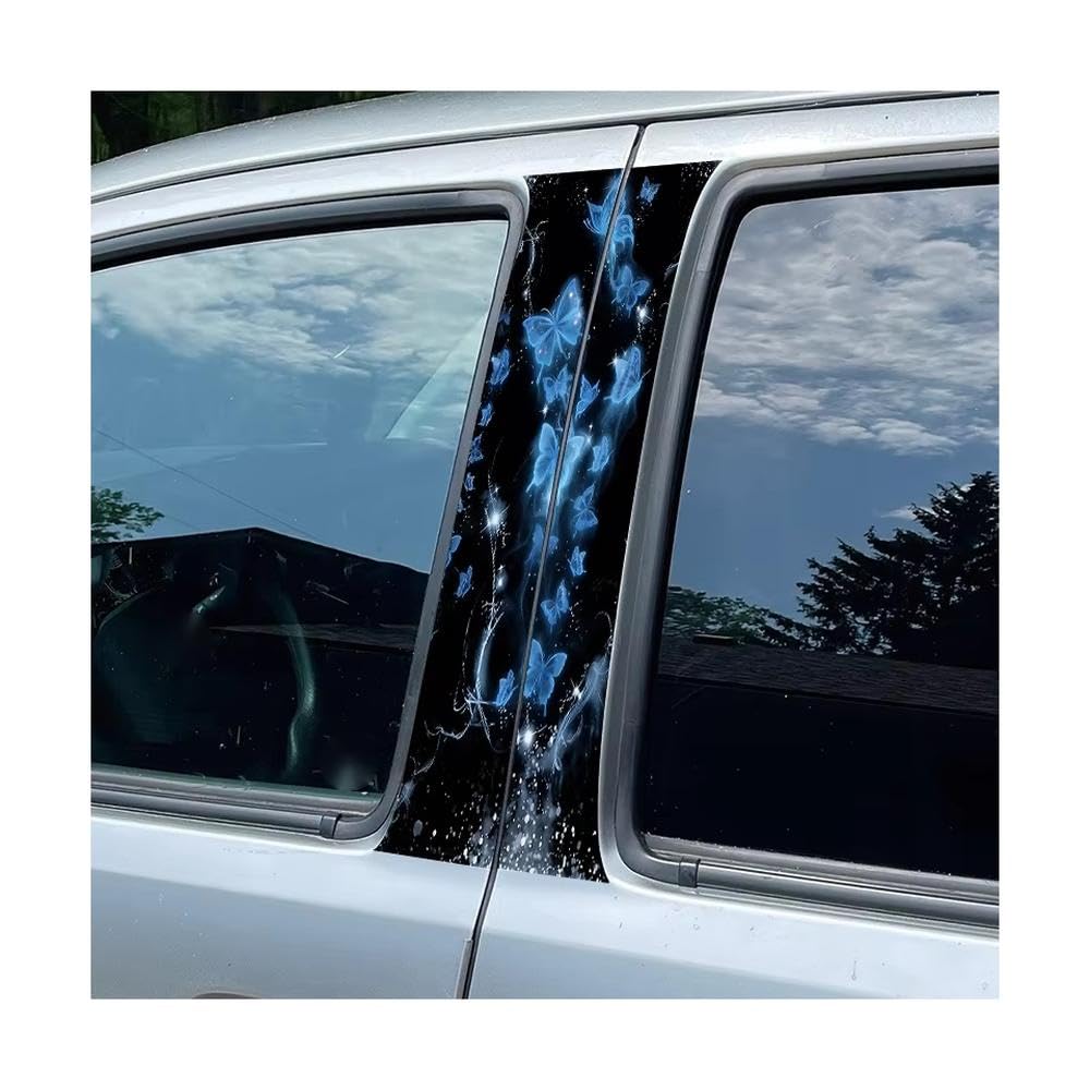 Auto Accessory Car Pillar Decals Waterproof Stickers Glowing Butterflies Glossy Protective Polyethylene Film