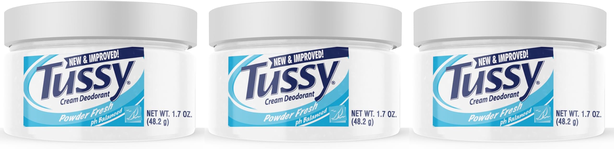 Tussy Deodorant Cream, Powder Fresh- 1.7 oz (3 Pack)
