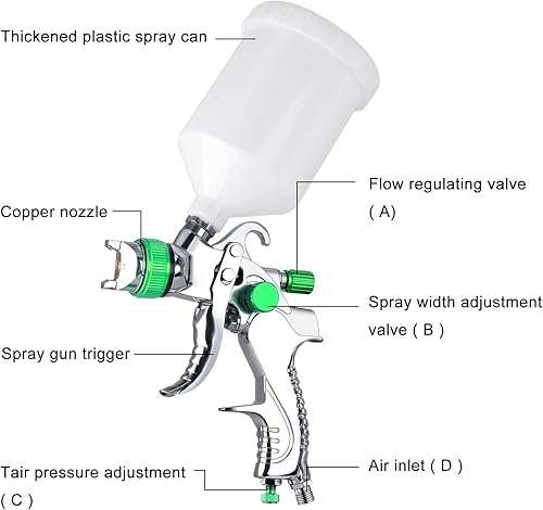 Miniatura 6 de Pistola de pintura en aerosol de pintura automotriz kit de pistola de pulverización HVLP 3 boquillas de 0055in 0067in 0079in 600 cc pistola de
