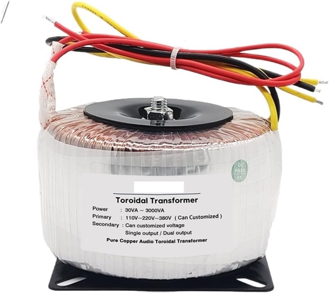 100W Toroidal Transformer Single Output 6V 9V 12V 15V 18V Pure Copper Wire Audio Amplifier Transformer Input 220V 110V Ring Core(Input 380V,6V)