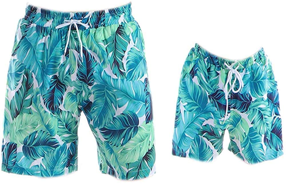 Family Matching Swimsuit Father and Son Floral Print Beachwear Swimwear Sets Daddy and Me Swimming Pants-image-3