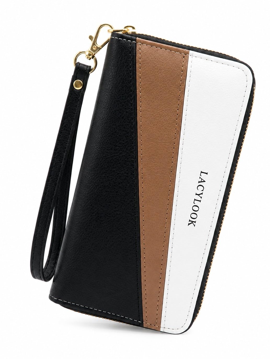 Women's Long Zip Around Wallet with Phone Pocket, Multiple Card Slots & Removable Wristlet | Colorblock PU Leather Clutch Purse | Double Zipper Ladies Wallet with Coin Pocket, Card Holder (Pink)-image-47
