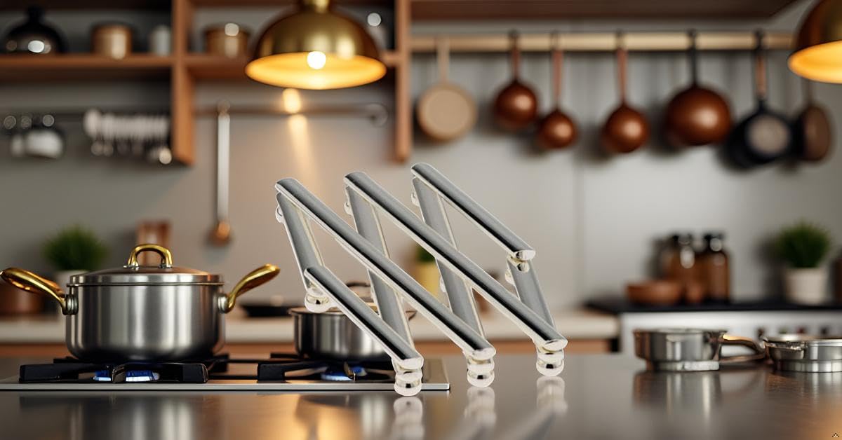 Topfuntersetzer Schere ausziehbar (bis 55 cm) | Premium Silber Plated versilbert | Top Verarbeitung