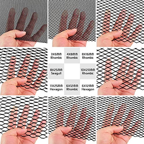 Image of AggAuto Universal 47 inchx16 inch Car Grill Mesh - Aluminum Alloy Automotive Grille Insert Bumper 11x25mm Hexagon Hole, One of the Most Multifunctional Shape Grids Black
