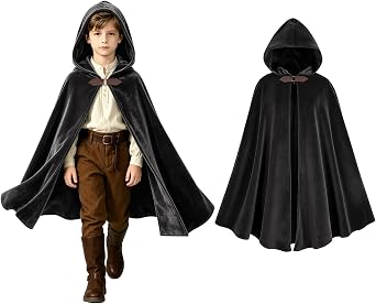 Kids Cloak with Hood Childrens Renaissance Hooded Cape Halloween