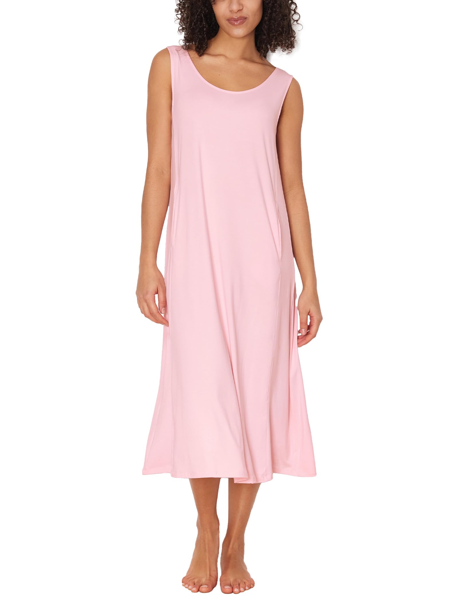 GYS Sleeveless Nightgowns for Women Bamboo Viscose Night Shirt with Pockets