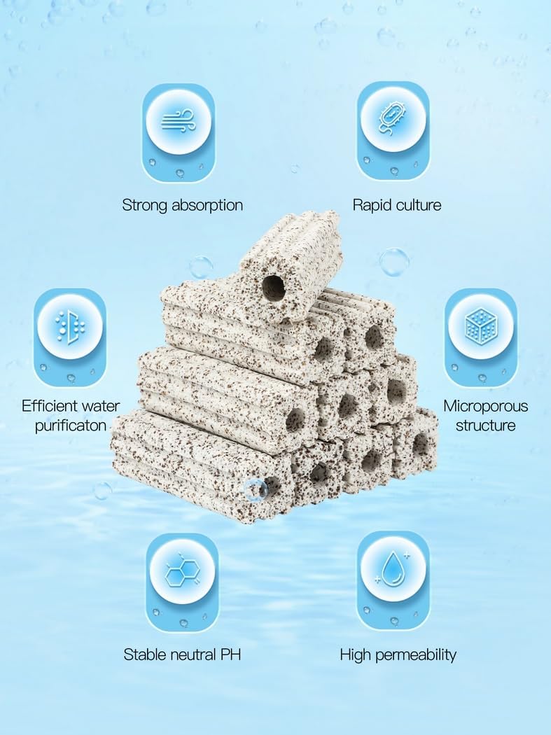 Ceramic Fish Tank Bio Media with Dense Tiny Holes, 20 Pcs Large Aquarium Bio Media Blocks 6.3 Inches, Aquarium Filter Media for Sump Tank, Canister Filter, Top Filters, Koi Pond